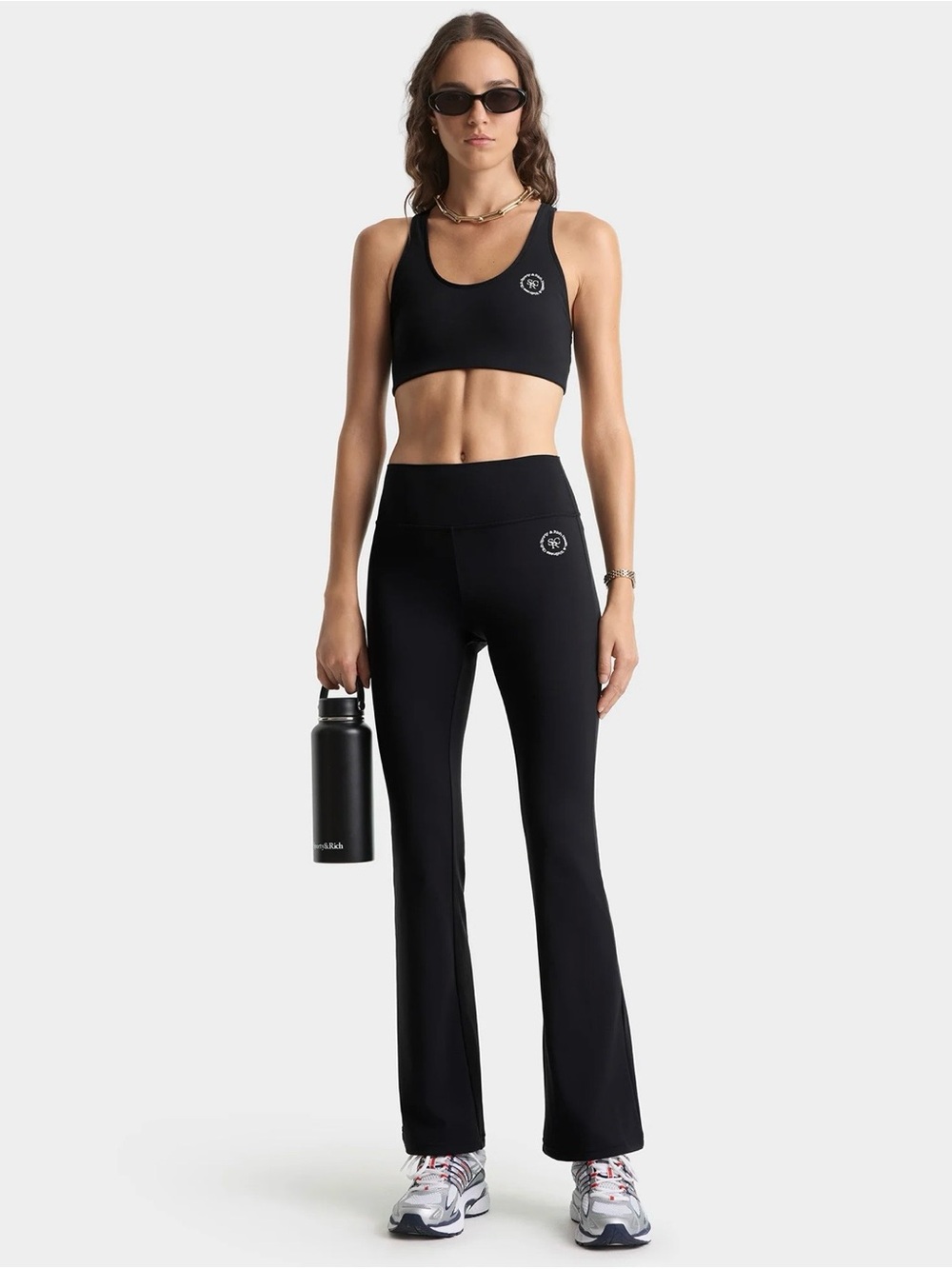 Sporty & Rich Black High-Rise Flare Pants